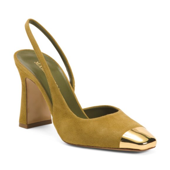 MARIA LUCA Made In Italy Suede Slingback Heels With Cap Toe - Picture 1 of 3